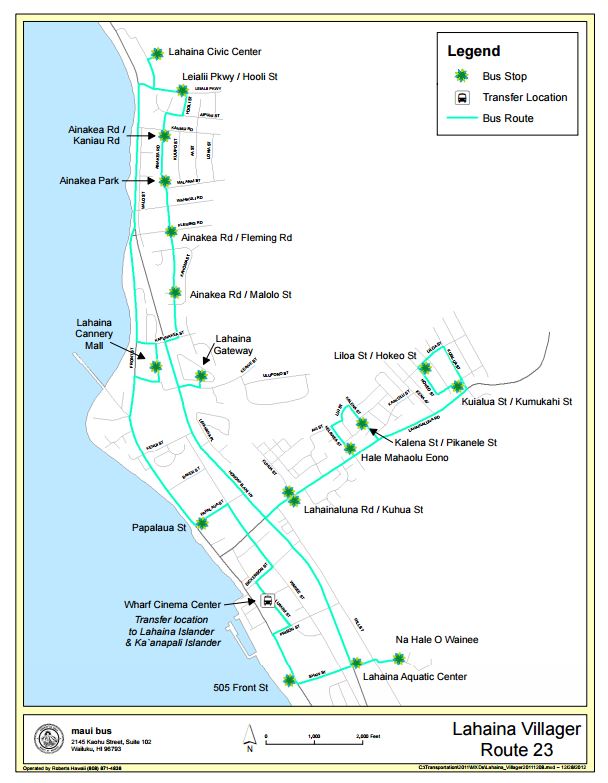 Lahaina Bus map