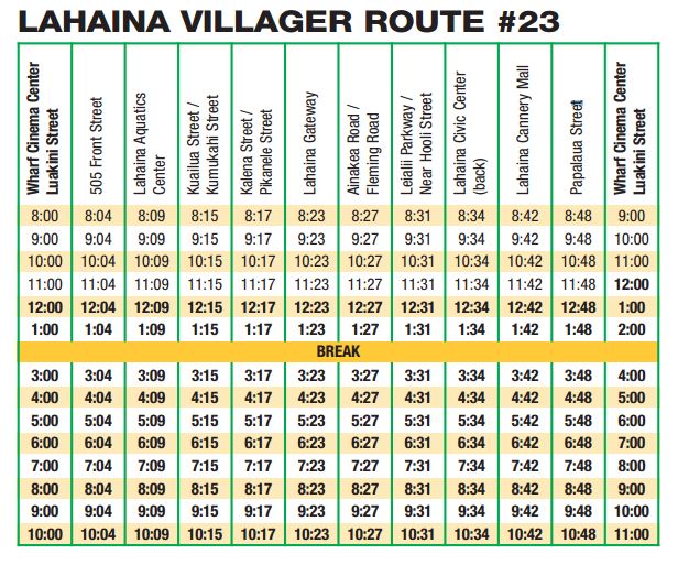 Lahaina Bus Schedule
